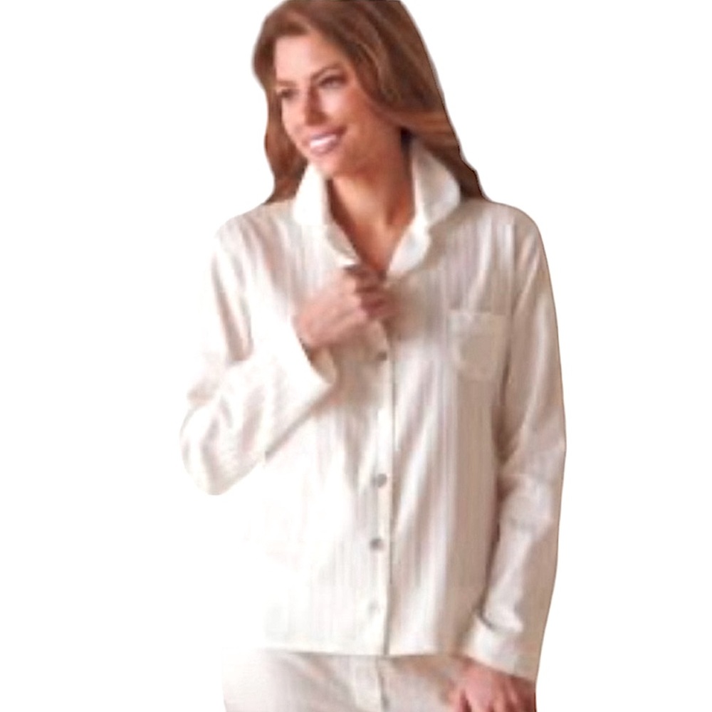 Frontgate Turkish Cotton Baby Pink Striped Pajama Shirt Size Medium EUC
